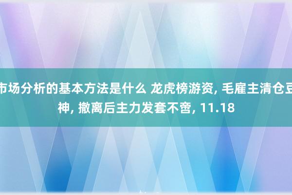 市场分析的基本方法是什么 龙虎榜游资, 毛雇主清仓豆神, 撤离后主力发套不啻, 11.18