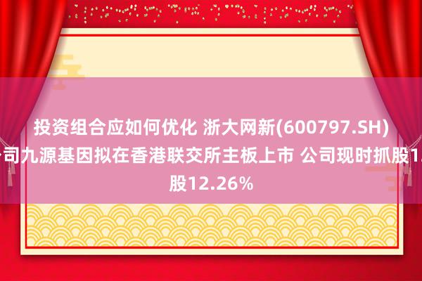 投资组合应如何优化 浙大网新(600797.SH)参股公司九源基因拟在香港联交所主板上市 公司现时抓股12.26%