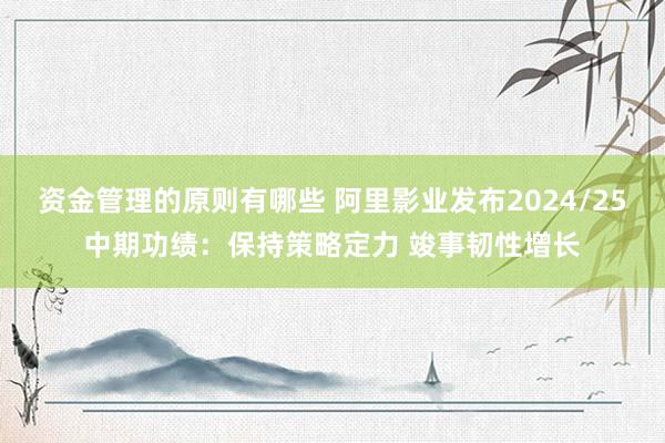 资金管理的原则有哪些 阿里影业发布2024/25中期功绩：保持策略定力 竣事韧性增长