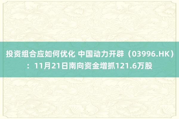 投资组合应如何优化 中国动力开辟（03996.HK）：11月21日南向资金增抓121.6万股