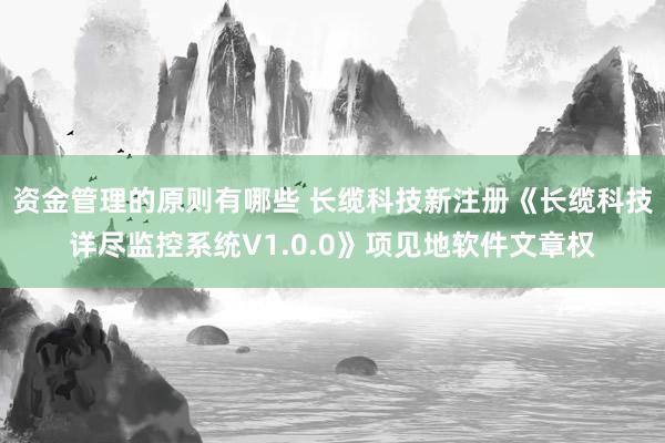 资金管理的原则有哪些 长缆科技新注册《长缆科技详尽监控系统V1.0.0》项见地软件文章权