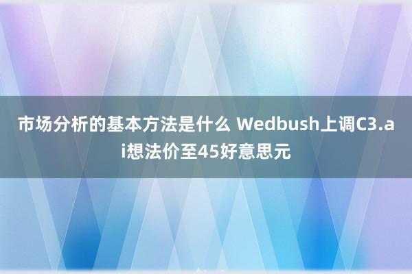 市场分析的基本方法是什么 Wedbush上调C3.ai想法价至45好意思元