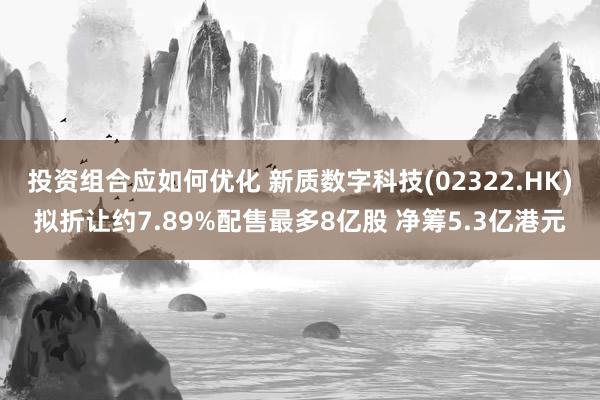 投资组合应如何优化 新质数字科技(02322.HK)拟折让约7.89%配售最多8亿股 净筹5.3亿港元