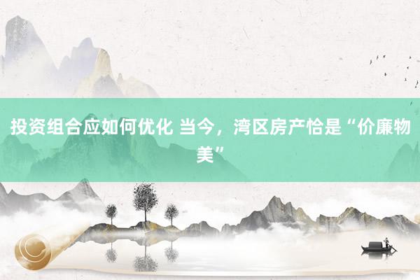 投资组合应如何优化 当今，湾区房产恰是“价廉物美”