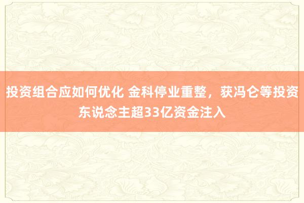 投资组合应如何优化 金科停业重整，获冯仑等投资东说念主超33亿资金注入