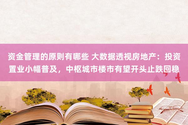 资金管理的原则有哪些 大数据透视房地产：投资置业小幅普及，中枢城市楼市有望开头止跌回稳