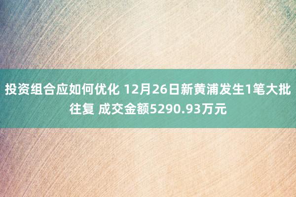 投资组合应如何优化 12月26日新黄浦发生1笔大批往复 成交金额5290.93万元