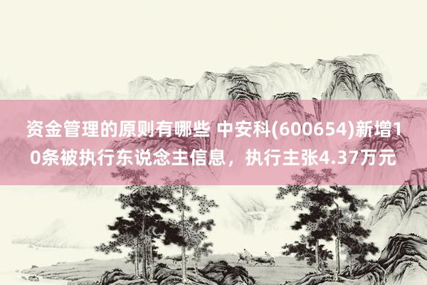 资金管理的原则有哪些 中安科(600654)新增10条被执行东说念主信息，执行主张4.37万元