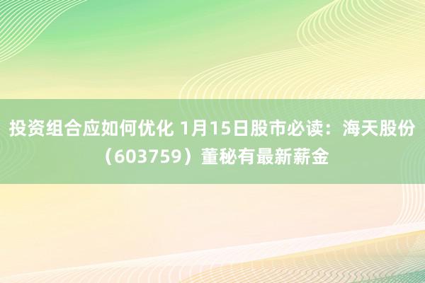 投资组合应如何优化 1月15日股市必读：海天股份（603759）董秘有最新薪金