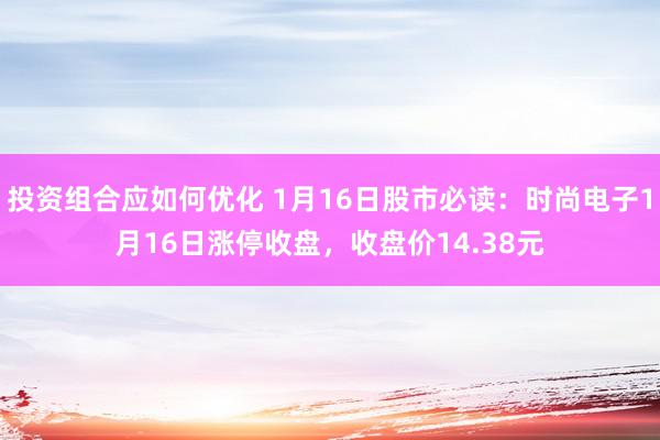 投资组合应如何优化 1月16日股市必读：时尚电子1月16日涨停收盘，收盘价14.38元