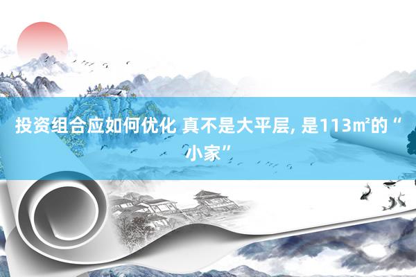 投资组合应如何优化 真不是大平层, 是113㎡的“小家”