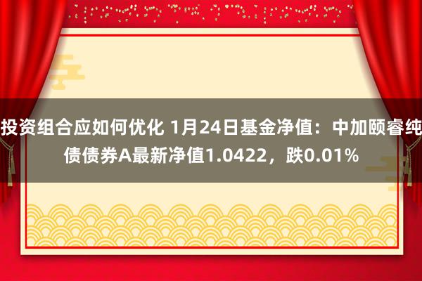 投资组合应如何优化 1月24日基金净值：中加颐睿纯债债券A最新净值1.0422，跌0.01%