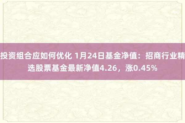 投资组合应如何优化 1月24日基金净值：招商行业精选股票基金最新净值4.26，涨0.45%