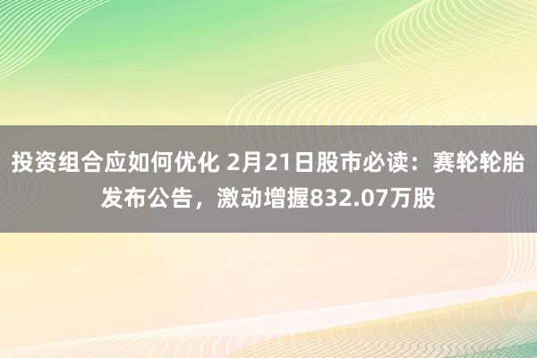 投资组合应如何优化 2月21日股市必读：赛轮轮胎发布公告，激动增握832.07万股