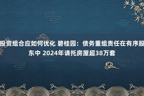 投资组合应如何优化 碧桂园：债务重组责任在有序股东中 2024年请托房屋超38万套