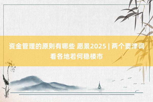 资金管理的原则有哪些 愿景2025 | 两个要津词看各地若何稳楼市