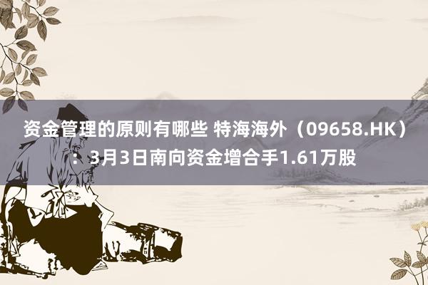 资金管理的原则有哪些 特海海外（09658.HK）：3月3日南向资金增合手1.61万股