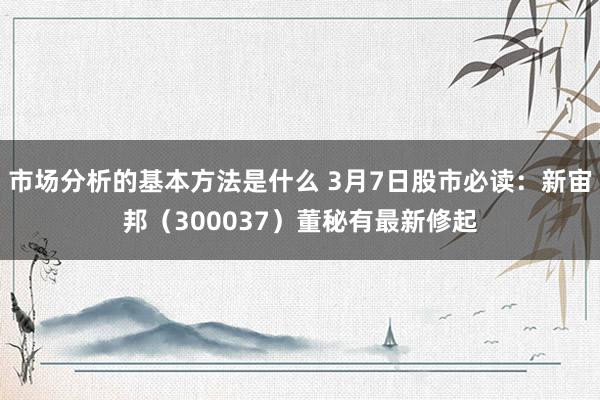 市场分析的基本方法是什么 3月7日股市必读：新宙邦（300037）董秘有最新修起