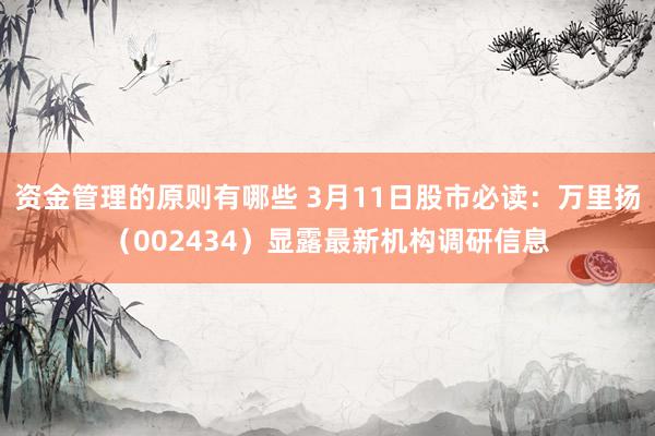 资金管理的原则有哪些 3月11日股市必读：万里扬（002434）显露最新机构调研信息