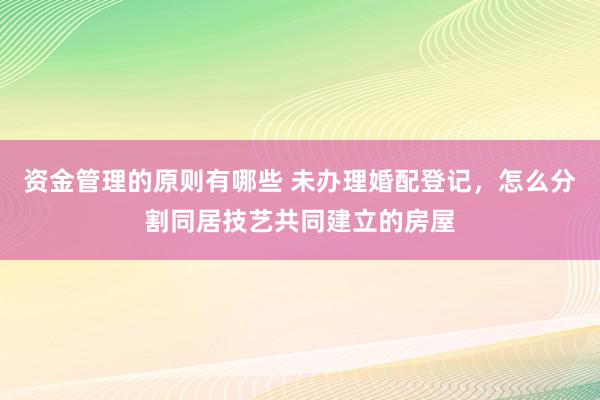 资金管理的原则有哪些 未办理婚配登记，怎么分割同居技艺共同建立的房屋